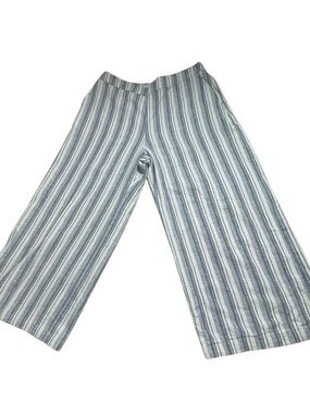 Abercrombie & Fitch Blue and White Striped Cropped Wide-Leg Cropped Pants